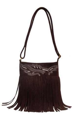 Fringe Patterned Suede Tote