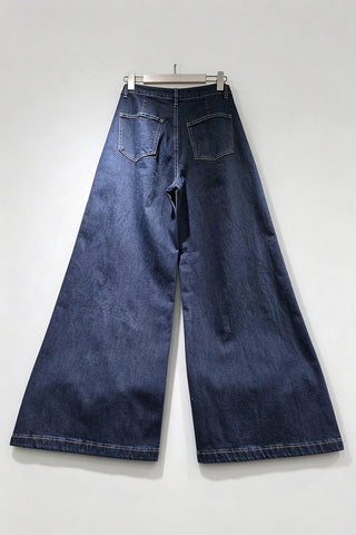 Metal Eyelet Wide-Leg Baggy Jeans