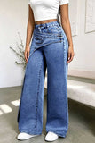 Asymmetric Waist Wide-Leg Baggy Jeans