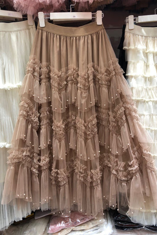 Ruffle Tiered Midi Skirt