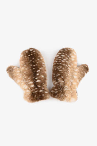 Spotted Faux Fur Mitten Gloves