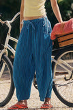 Elastic Waist Pocket Wide Leg Pants