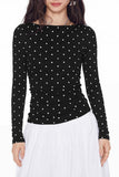 Polka Dot Long Sleeve Tie Back Blouse