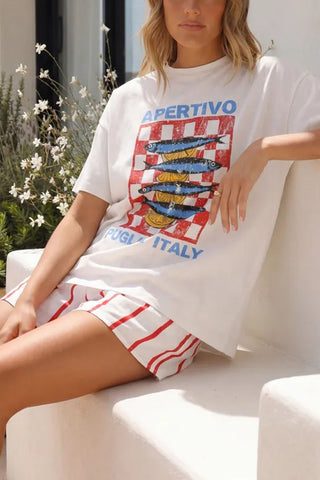 Graphic Print Crew Neck Short Sleeve T-Shirt