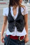 Button-Front Denim Vest