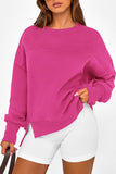 Crew Neck Side Slit Sweatshirt