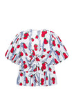 Tie-Front Patterned Blouse