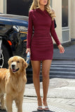 Ruched Cowl Neck Long Sleeve Mini Dress