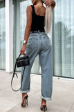 High-Waist Straight-Leg Jeans