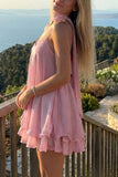 Ruffle Hem Spaghetti Strap Mini Dress