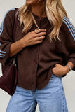 Striped Sleeve Button-Front Knit Cardigan