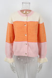 Striped Colorblock Button-Front Knit Cardigan