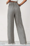 Drawstring Striped Wide-Leg Casual Pants