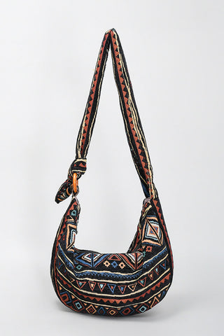 Patterned Knot Strap Hobo Bag