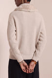 Faux Fur Collar Button-Front Knit Cardigan