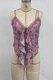 Tie-Front Ruffle Lace Trim Cami