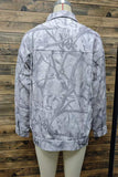Abstract Print Contrast Collar Button-Up Jacket