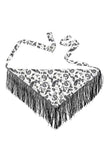 Paisley Print Fringe Tie Waist Wrap