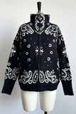 Paisley Knit Zip-Up Cardigan
