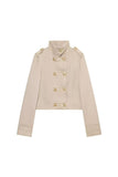 Button Double-Breasted Crop Jacket