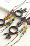 Wooden Ring Beaded Cord Necklace