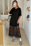 Lace Hem Short Sleeve Dress