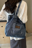 Faded Wash Tote Bag With Front Patch Pocket