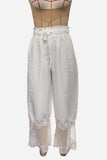 Lace-Trim Wide-Leg Casual Pants