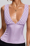 Polka Dot V-Neck Corset Tank Top