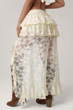 Ruffle Asymmetric High-Low Midi Skirt
