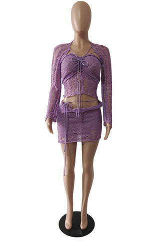 Strappy Crochet Skirt Set
