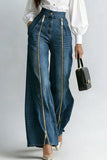 High-Waist Zipper Front Baggy Jeans
