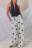 Polka-Dot Casual Wide-Leg Pants