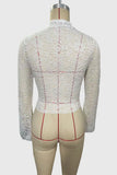 Lace Bell Sleeve Tie Neck Cutout Blouse
