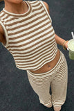 Striped Sleeveless Top and Relaxed Pants Set