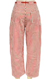 Striped Drawstring Straight Jeans