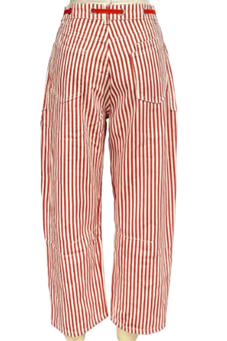 Striped Drawstring Straight Jeans