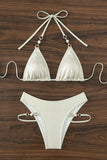 Halter Bikini Set with Pearl Accents