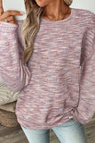 Marled Knit Crew Neck Long Sleeve Top