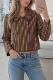 Striped Peter Pan Collar Toggle Jacket