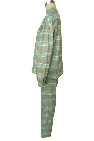Striped Mock Neck Wide-Leg Pants Set