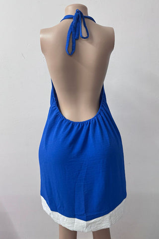 Halter Neck Contrast Hem Dress