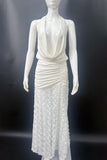 Halter-Neck Ruched Maxi Dress