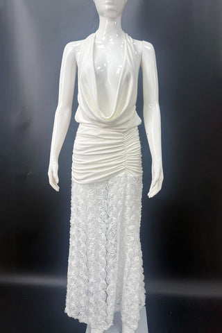 Halter-Neck Ruched Maxi Dress
