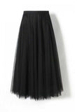 Sheer Tulle High-Waist A-Line Midi Skirt