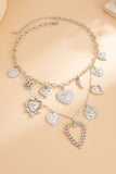 Multi-Charm Heart Link Chain Necklace