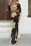 Sheer Floral Off-Shoulder Maxi Skirt Set