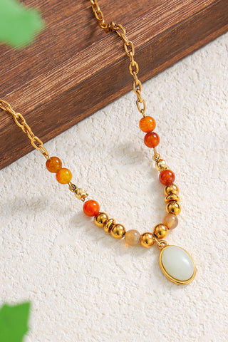 Natural Stone Pendant Chain Necklace