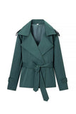 Notched Collar Belted Wrap Coat