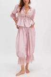 Lace-Trimmed Peplum Pants Set